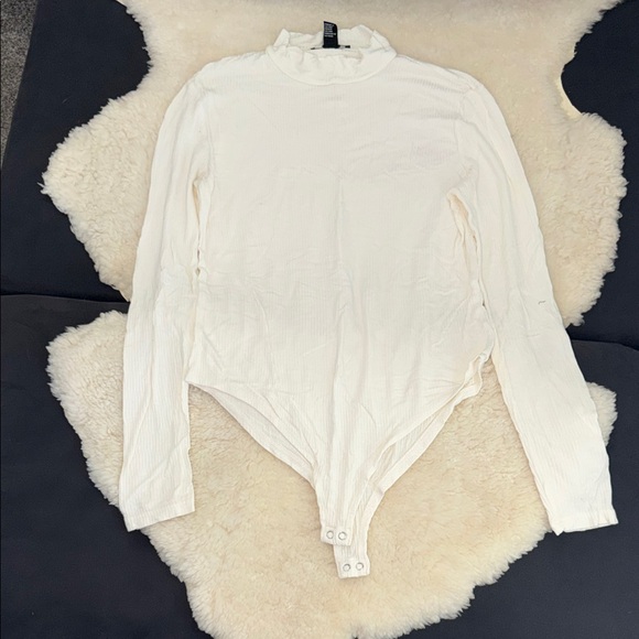 White Ribbed Bodysuit - Picture 1 of 5
